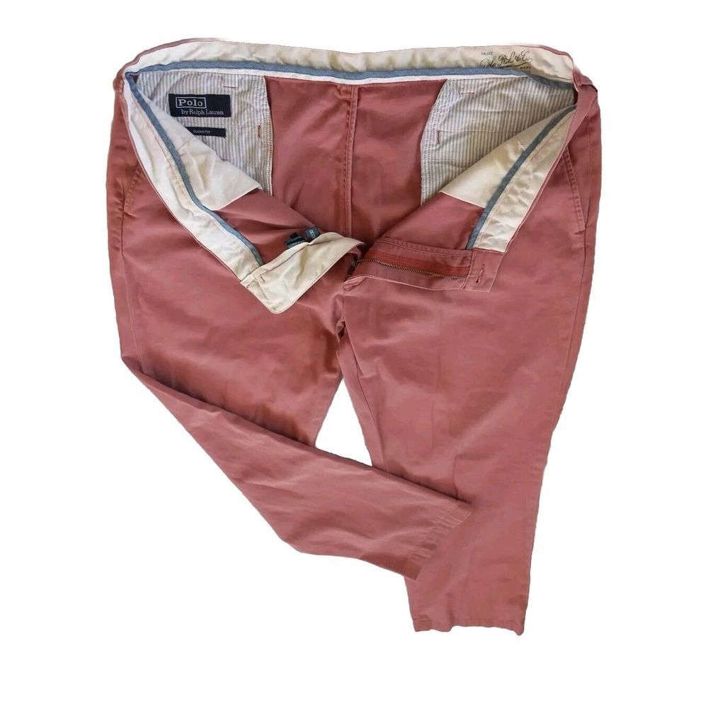 Polo By Ralph Lauren Men's 32x30 Chino Classic Fit Stretch Pants Red Cotton
